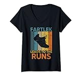 Damen Fartlek Funny Running Spruch Retro Runner T-Shirt mit V-Ausschnitt