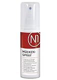 N1 Mückenspray 100ml - [Pflanzliches Insektenschutz Spray für Erwachsene und Kinder] - Hautverträglichkeit dermatologisch getestet - Wasser- & Schwitzfest - für Körper & Gesicht - Apothekenprodukt