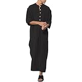 RUMAOZIA Muslimische Robe Herren Muslim Kaftan Abaya Herren Lose Schlafanzug Kurzarm Vintage Thobe Leicht Lang Abaya Arabische Islamische Kleidung Gebetskleidung für Männer