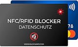 BLOCKARD NFC Auslese Blocker Störsender Karte LED Indikator - 100% Schutz vor unerlaubtem Auslesen Ihrer Kreditkarte Personalausweis EC-Karte Bankkarte Ausweis - Kreditkarten RFID-Block