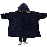 C hello cloud Oversized Hoodie Decke, Wearable Blanket Sweatshirt, Ultra Soft Sherpa Fleece Bequemer Kuschel Hoodie, Gaint Fluffy Jumper Reversible, Einheitsgröße für alle Frauen Männer (Blau)