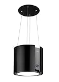 Klarstein Skyfall Smart Dunstabzugshaube - freihängede Abzugshaube, Dunstabzugshaube Umluft/Abluft, App- und Gestensteuerung, 45 x 42 cm (ØxB), 402 m³/h, 200 W, 3 Stufen, LED-Beleuchtung, schwarz