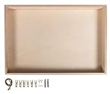 Rayher 62817000 Holz-Rahmen mit Holz-Rückwand, 36x25 cm, Tiefe 5 cm, mit Kordel, Aufhänger, Schrauben, Klammern für Dekorationen, ohne Glas