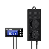 KETOTEK PID Thermostat Terrarium Reptilien Heizung Tag Nacht mit Zeitschaltuhr Digital Dimmthermostat Temperaturregler Steckdose Timer mit Fühler 220V 230V für Aquarium Gew