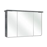 Pelipal Badezimmer-Spiegelschrank Quickset 328 in Graphit Struktur quer Nachbildung mit LED-Beleuchtung, 115 cm breit | Badschrank mit 3Spiegel, 3 Türen und 6 Einlegeböden
