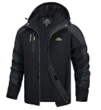 TACVASEN Softshelljacke Herren Wasserdicht Atmungsaktiv Übergangsjacke Outdoor Regenjacke Leicht Herbstjacke Funktionsjacke (L, Schwarz)