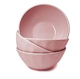Leichte, unzerbrechliche Suppenschüsseln, Weizenstroh, BPA-frei, Schüssel-Set für Nudeln, Pasta, 4 Stück, 15,2 cm Snack-Schalen – mikrowellen- und spülmaschinenfest (Pink)