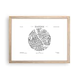 Poster Rahmen helle Eiche Karte Warschau Polen Deko 40x30cm Wandposter Art Prints Wandbilder Dekoration Wohnzimmer Schlafzimmer Küche Wanddeko Bild Wand Kunstdruck Modern Wall Art P2NAA40x30-5548