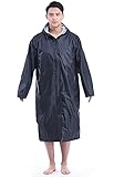 Damen Lang Warm Regenmantel Wasserdicht Outdoor Kapuzen Regenjacken Windbreaker Umhang Robe, Schwarz , One size