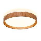 Alpinaluz LED-Deckenleuchte, 30 W, Ø 40 cm, CCT 3000 K, 4000 K, 6000 K, modernes Design, Gehäuse aus robustem Polycarbonat mit Holzoptik, für Wohnzimmer, Schlafzimmer oder E