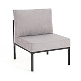 Mingone Kostenlose Kombination Möbelset Sessel Ecksofa mit Ottomane Leinensofa DIY Design Sofakombination (Rückenlehne Sofa, Taupe)