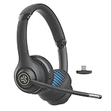 JLab Go Work 2nd Gen Headset mit Mikrofon Bluetooth & USB C Dongle, 55+ Std. Akku, On Ear Wireless Headset mit Mikrofon und Multipoint, kabellos oder mit Kabel, für PC, Handy, Bü
