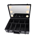 jiongcln Schminkkoffer Tragbar Maskenbildner Organizer Stylist Koffer für Werkzeugaufbewahrung bilden mit USB Lichtern und Spiegel Individuellen Trennw