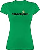 Karneval & Fasching Kostüm Outfit - Froschkönig - M - Grün - Druck t Shirts Damen - L191 - Tailliertes Tshirt für Damen und Frauen T-Shirt