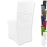 Gräfenstayn® Stretch-Stuhlhusse Victoria - runde und eckige Stuhllehnen - bi-elastische Passform mit Öko-Tex Siegel Standard 100: „Geprüftes Vertrauen“ (Weiß)