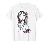 Disney Mulan Sketched Floral Hair Portrait Graphic T-Shirt