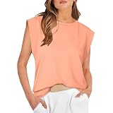 Unterhemden für Damen, ärmellos, Sommer-Top, lässig, trendige T-Shirts, Basic, trendig, niedlich, mit Flügelärmeln, 2024, 8, schlicht, B, S