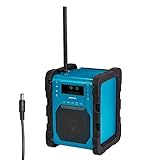 MEDION P66098 DAB+ Baustellenradio mit Bluetooth Funktion, USB, AUX, Kopfhöreranschluss, PLL UKW, RDS, integrierter Akku Blau