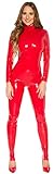 Firstclass Trendstore Catsuit in Latex-Optik Gr. S-XL, Jumpsuit Damen Overall Wetlook (20200122 rot XL OV182621)