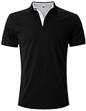 Fanient Herren Hemd Polo Jungen Business Poloshirt Golf-Poloshirts für Herren Schwarz Weiss