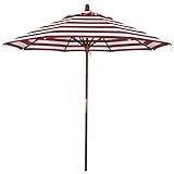 JJ Home Ø270cm Terrassenschirm Streifenschirm Sonnenschirm, Markt-Tischschirm für den Außenbereich, Wetterbeständiger, UV-schützender Gartenschirm, 8 Stabile Rippen (Color : Red)