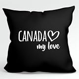 huuraa Kissen Canada My Love Geschenk Kopfkissen Black 40x40cm mit Füllung Baumwolle Canada Dek