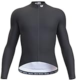 Wulibike Herren Fahrradtrikots Langarm Fahrrad Bike Shirts Full Zip mit Taschen Rennrad Kleidung, Black, Mittel