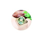 Beydodo Ringe 18K Gold Oval Turmalin Hochzeit Ring Gold Verlobungsring mit Diamant Gr.50 (15.9)