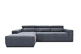 DOMO Collection Brandon Ecksofa, Sofa mit Rückenfunktion in L-Form, Polsterecke, Eckgarnitur, dunkelgrau, 285 x 175 cm