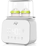 FAMILY CARE ACCU Flaschenwärmer 6-in-1 Sterilisator für Babyflasche, Doppel-Flaschenwarmer Babykostwärmer mit LCD-Display Auftauung Timer Warmhaltung Nachtlicht für Milch Babynahrung