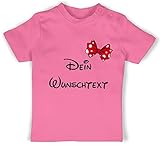 Baby T-Shirt Mädchen Jungen - Aufdruck selbst gestalten - Wunschtext Schleife - 1/3 Monate - Pink - Ihr Text selber drucken Lassen Customizable anpassen beschriftete p