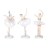 Garneck 3 stücke Ballerina mädchen balletttänzer Statue Figuren Ornamente kuchendeckel Weihnachten Geburtstagsparty bevorzugt Geschenke für tänzer (weiß)