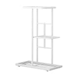 3-Schichtiges Eisenpflanzgestell mit Tablett, platzsparendes Pflanzenregal für Innen-/Außenbereich, dekorativ & stabil für Wohnzimmer, Büro, G