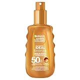 Garnier UV-Sonnenschutzspray für eine strahlende Bräune, Sehr hoher Sonnenschutz mit LSF 50, Wasserfest, Ambre Solaire Ideal Bronze Milk-in-Spray, 1 x 150