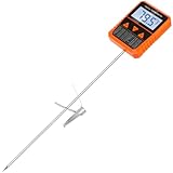 TagIo Sondenthermometer mit Topfclip, Alarmfunktion, IPX6 Wasserdicht, Drehbar, Großes Display, Frittierölthermometer, Einfach zu Verw