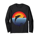 Meer Strand Urlaub Sonnenuntergang Retro Vintage Delphin Langarmshirt