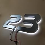 5 Zoll 125MM LED 3D schwimmende Adress nummer aus Edelstahl mit Hintergrund beleuchtung, Moderner Look, beleuchtete Hausnummern, beleuchtete Adress nummern, gebürstetes Nickel