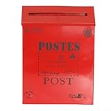 Rustikaler Vintage Briefkasten aus stabilem Metall mit europäischem Design, zur Wandmontage und Aufwertung für Zuhause oder Foto-Setups (rot)