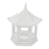 FRCOLOR Sechseckige Pavillon-Ornamente Mini-pagodenstatue Aquarium-dekor Pagode-skulptur Miniatur Desktop-dekor Zen-gartenpavillon Mini-pavillon-Ornament Bonsai Keramik Weiß Blumentopf