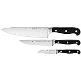 WMF Spitzenklasse Plus Messerset 3teilig, Made in Germany, 3 Messer geschmiedet, Küchenmesser, Performance Cut, Spezialklingenstahl