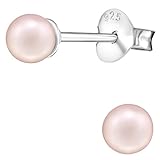 miimago Kinder Ohrringe Perlen 925 Sterling Silber rosa Mädchen Kugel Ohrstecker Schmuckgeschenk