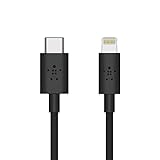 Belkin Boost Charge USB-C-Kabel mit Lightning Connector (MFi-zertifiziertes Kabel für iPhone, MacBook, iPad, USB-C-/Lightning-Kabel zum Schnellladen, 1,2 m) schwarz