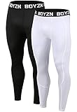 Herren 2er Pack Kompressionshose Grundschicht Sport Leggings Laufhosen für Männer Fitness Strumpfhosen schwarz/weiß XXL