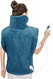 RENPHO Heizkissen für Rücken Schulter Nacken mit Abschaltautomatik, Elektrisches Wärmekissen mit drei Heizstufen, 60x90 cm, Waschbare -Blau