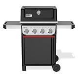 Weber Spirit E-410 Gasgrill, 4 Brenner, 51 x 46cm Grillfläche, Warmhalterost, Deckelthermometer, 2 Räder - Schwarz/Silber (1500886)
