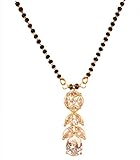 Touchstone NEU Indian Bollywood Ethnic Pretty Studded Diamond Look Marquise Form Cubic Zirconia CZs Black Beads Symbolic Designer Schmuck Mangalsutra Anhänger Set In Gold Tone For Women.