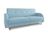 Schlafsofa Kelso - Sofa mit Bettkasten und Schlaffunktion, Bettsofa, Schlafcouch mit Holzfüße, Couch vom Hersteller, Couchgarnitur (Blau (Twist 17))