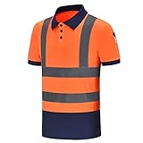 Warnschutz Polo T-Shirt Warnschutzshirt Warnshirt Warnschutz Arbeitskleidung (XS, Orange, x_s)