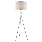 Stehleuchte Wohnzimmer Textil Dreibein Lampe weiß Stehlampe Deckenfluter, Metall, 1x E27, DxH 54x160 cm