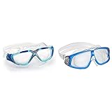 Aqua Sphere Unisex – Erwachsene Vista' Schwimmmaske, Klare Gläser - Aqua/Blau/Silber, Einheitsgröße & Seal 2.0 Schwimmbrille, blau weiß/transparentes Glas, Einheitsgröße